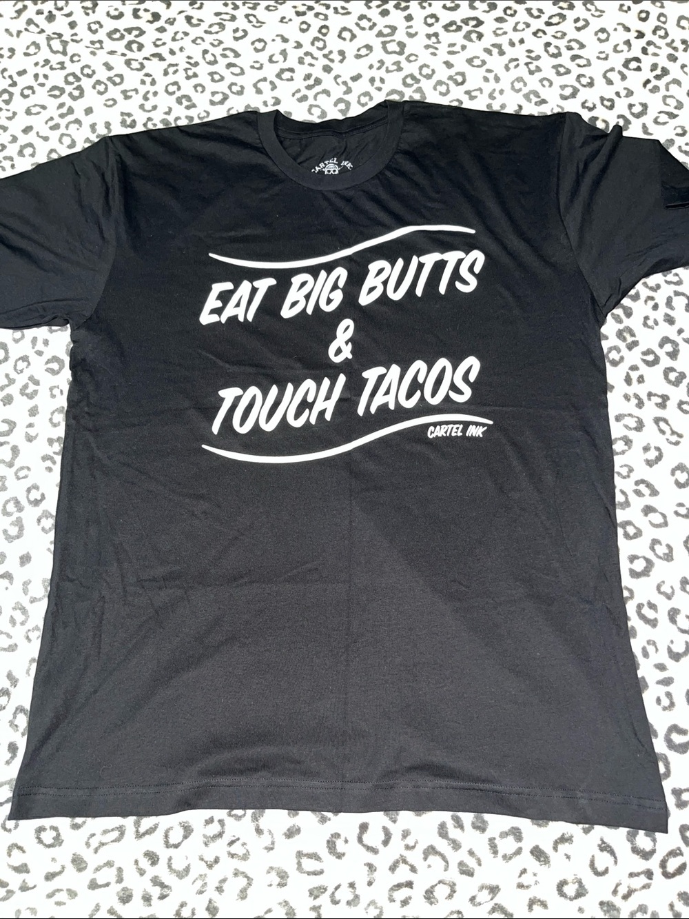 Cartel Ink Men's Black Short Sleeve Graphic Tee - 'Eat Big Butts & Touch Tacos'